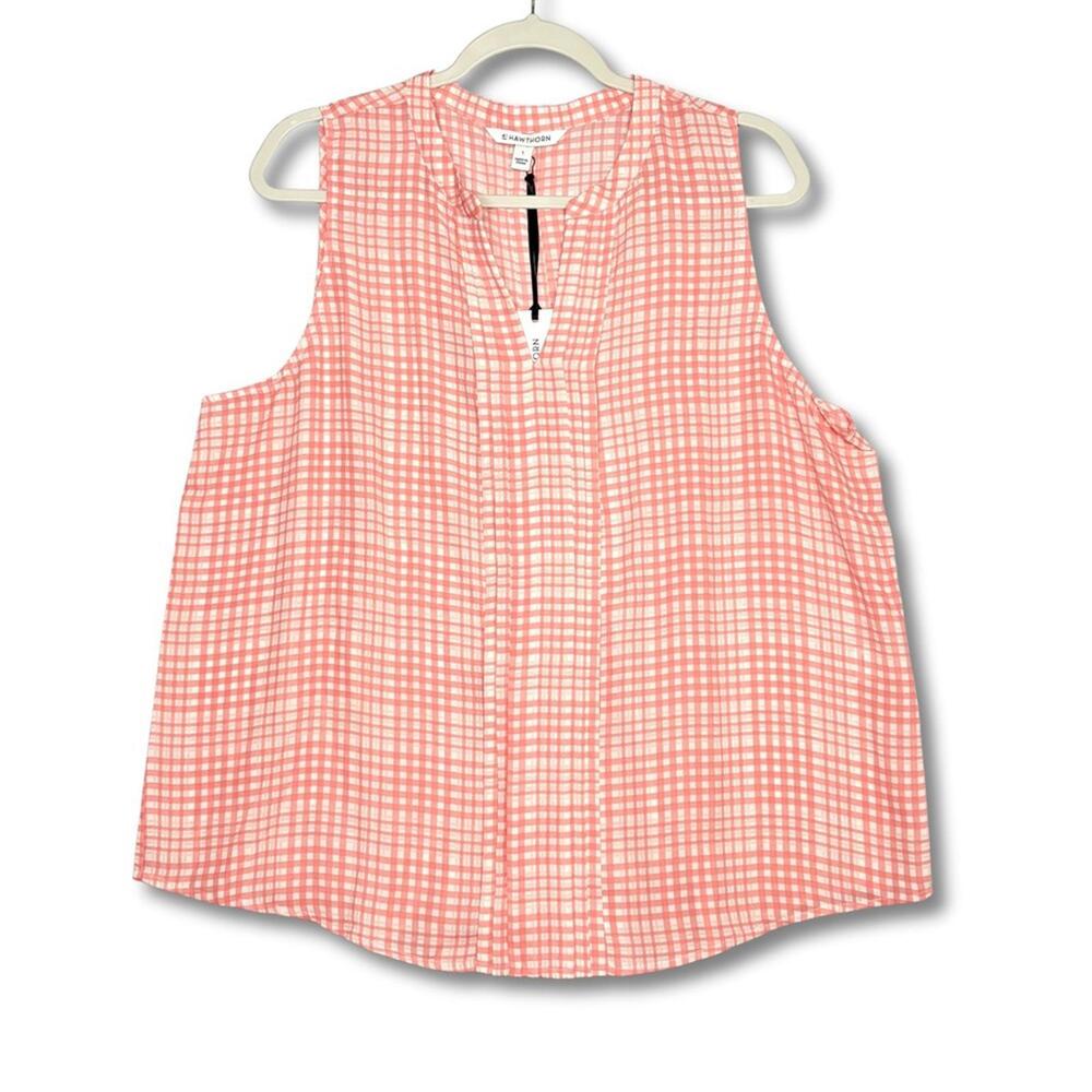 41 Hawthorn Sleeveless Plaid Top Large NWT